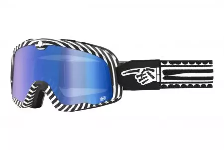 Motorcykelbriller 100% procent model Barstow Death Spray farve hvid/sort glas blåt spejl-1