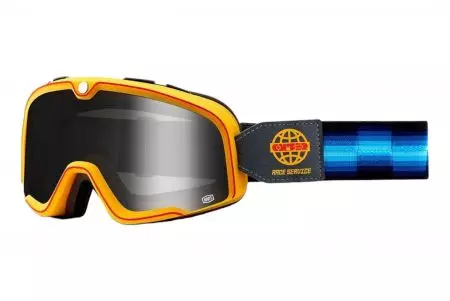 Motocyklové okuliare 100% Percento Barstow Race Service model žlté/modré sklo strieborné zrkadlo-1