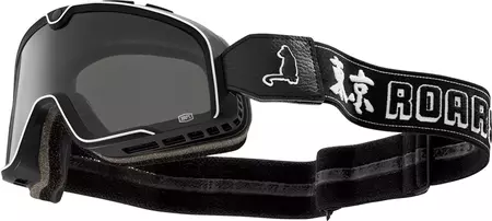 Motocikla brilles 100% Percent modelis Barstow Roar Japāna krāsa melns/balts stikls sudraba spīdīgs spogulis-2