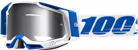 Óculos de proteção para motociclistas 100% Percentagem modelo Racecraft 2 Isola cor branco/azul vidro prata espelho brilhante-2