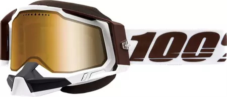 Máscara de esquí 100% Percent modelo Racecraft 2 Snowbird color blanco/marrón dorado cristal de espejo-1