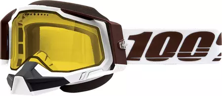 Occhiali da sci 100% Percent modello Racecraft 2 Snowbird colore bianco/marrone oro vetro a specchio-1