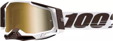 Ochelari de schi 100% Percent model Racecraft 2 Snowbird culoare alb/maro auriu oglindă aurie sticlă oglindă-1
