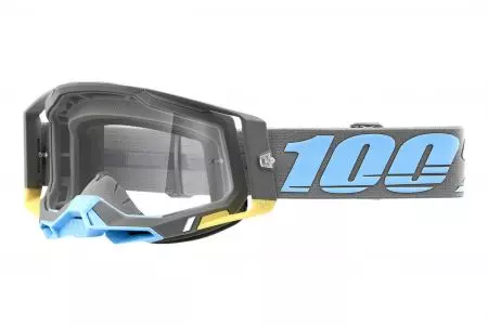 Ochelari de motocicletă 100% procente model Racecraft 2 Trinidad culoare galben/gri/albastru sticlă transparentă - 50009-00008