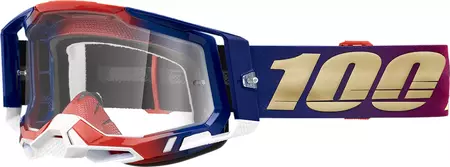 Skibrille 100% Procent Modell Racecraft 2 United Farbe weiß/rot/blau transparentes Glas-1