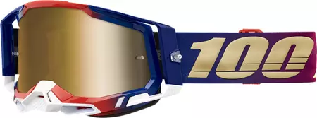 Gogle narciarskie 100% Procent model Racecraft 2 United biały/czerwony/niebieski szybka złote lustro-1