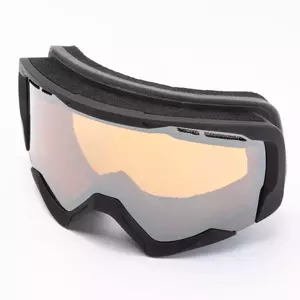 Motociklininko akiniai IMX Snow matiniai juodi dvigubi stiklai žali veidrodiniai + rudi-3