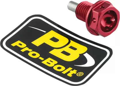 Pro Bolt магнитна тапа за източване на масло M12x1.5x15 червена-2