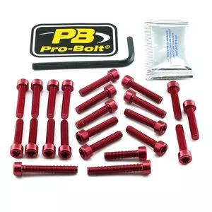 Conjunto de parafusos da tampa do motor em alumínio Pro Bolt Honda vermelho-1