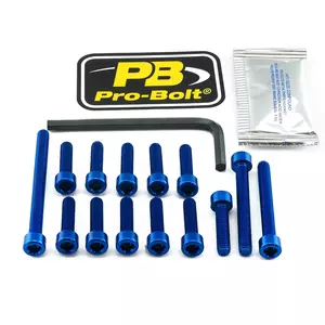 Súprava hliníkových skrutiek krytu motora Pro Bolt Kawasaki modrá-1