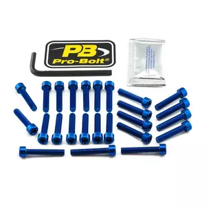 Pro Bolt aluminium motordeksel bout kit Kawasaki blauw-1