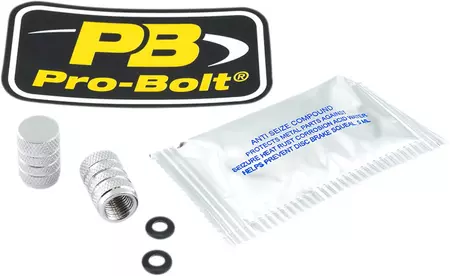 Pro Bolt tapón de aluminio para válvula de rueda plata-2