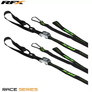 Sangles d'arrimage RFX série 1.0 Race (Noir/Haute visibilité) avec boucle supplémentaire et clip mousqueton - FXTD3000055LE