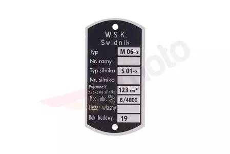 Plaque signalétique WSK 125 M06-Z - 275054