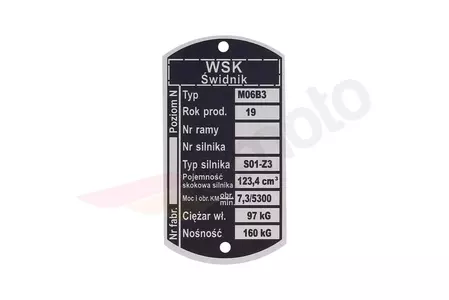 Plăcuță de identificare WSK 125 M06-B3 S01-Z3 - 275057