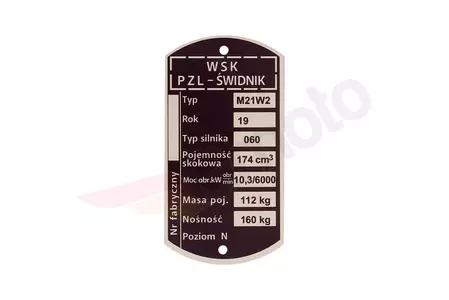 Výrobní štítek WSK 175 M21W2 060 - 275059