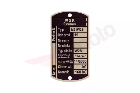 Výrobní štítek WSK 175 M21W2S - 275068