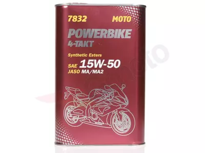Motociklų variklinė alyva 4T 15W50 Mannol Powerbike Synthetic 1l - 7832-1ME