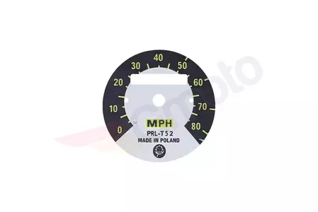 Cyferblat - tarcza licznika WSK 80 mp/h mile typ 2 żółty - 278020