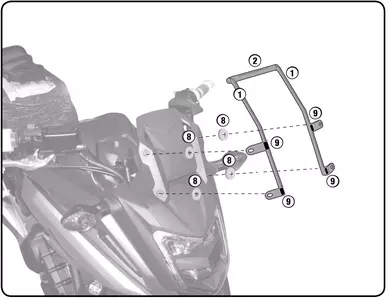 Διαγώνια μπάρα Kappa για τοποθέτηση υποδοχών τηλεφώνου GPS Honda NC 750X 2016-2020-2