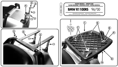 Porta-bagagens central Kappa K83 BMW R 1100RS 1994-1998 R 1100RT 1996-2000 R 1150RT 2001 (com placa Monokey) - K83