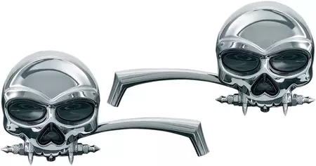 Espelhos cromados para motociclos Kuryakyn Skull-1