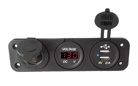 Υποδοχή αναπτήρα τσιγάρων 12V USB + βολτόμετρο κόκκινο - USBLRE006