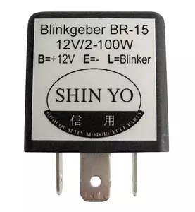 Relais clignotant SHIN YO SY-02, 3 pôles, 12 VDC, 1-100 Watt - 208-020