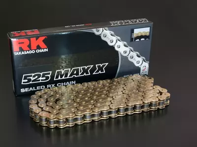 RK 525 Max-X 104 RX-Ring avoin vetoketju kultaisella suojuksella varustettuna. - GG525MAX-X-104-CLF