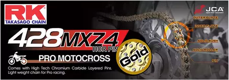 Łańcuch napędowy RK 428 MXZ4 120 otwarty z zapinką złoty - GB428MXZ4-120-CL