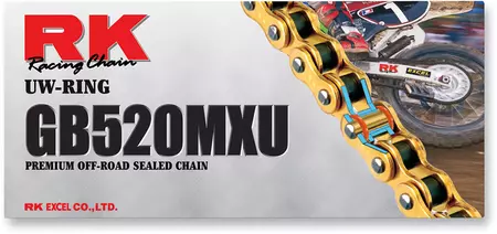 Hnací řetěz RK 520 MXU 110 UW-Ring otevřený s upevňovacím prvkem zlatý - GB520MXU-110-CL