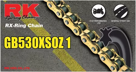 RK 530 XSOZ1 130 RX-Ring chaîne d'entraînement ouverte avec capuchon doré - GB530XSOZ1-130-CLF