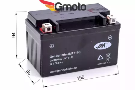 Gel-batteri 12V 8,6 Ah JMT YTZ10S WPZ10S-2
