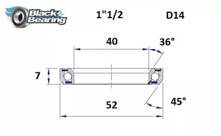 Ležaj za slušalice HB-D14 Black Bearing HB 40x52x7mm 36/45 - HB-D14