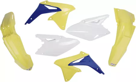 Kit plastique UFO Suzuki RMZ 450 08-17 jaune blanc bleu - SUKIT409999