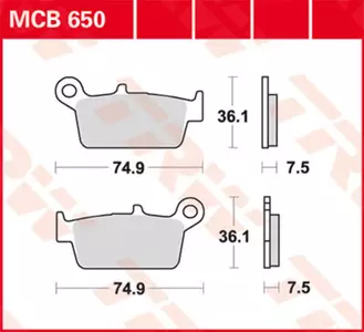 Bremsbeläge TRW Lucas MCB 650 1x Satz (2 Stück) - MCB650