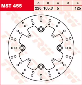 TRW Lucas MST 455 aizmugurējais bremžu disks - MST455