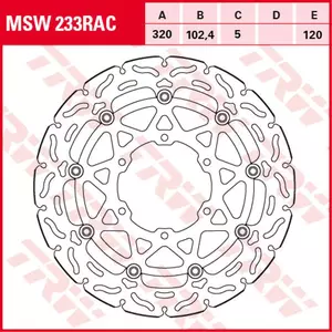 Преден спирачен диск TRW Lucas MSW 233 RAC - MSW233RAC