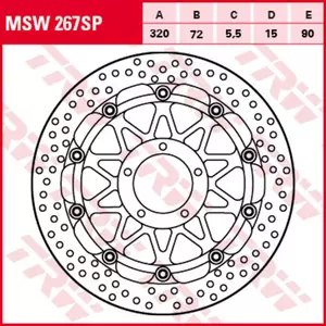 TRW Lucas MSW 267SP μπροστινός δίσκος φρένου - MSW267SP