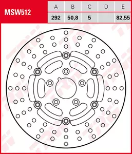 TRW Lucas MSW 512 priekinių stabdžių diskas - MSW512
