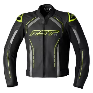 RST S1 CE kožna motociklistička jakna crna/siva/fluo žuta S-1