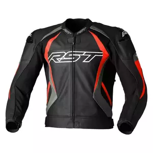 RST Tractech Evo 4 CE Leder Motorradjacke schwarz/grau/fluorrot M-1