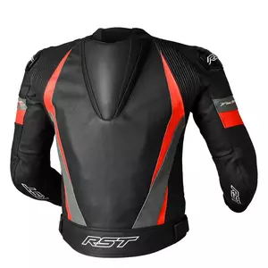 RST Tractech Evo 4 CE ādas motocikla jaka melna/pelēka/fluo sarkana S-2