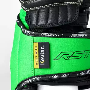 RST Tractech Evo 4 CE neoninės žalios/juodos spalvos odinės motociklininko pirštinės M-5