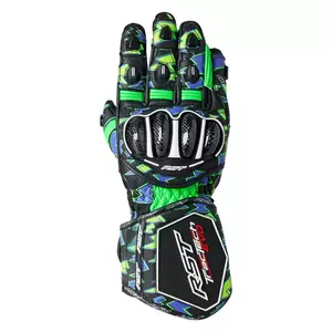 RST Tractech Evo 4 CE neonsko zelene/vijolične usnjene motoristične rokavice M-1
