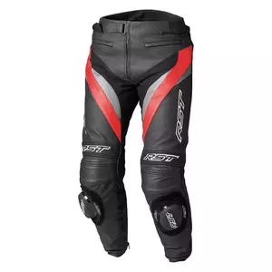 Pantalones de moto de cuero RST Tractech Evo 4 CE negro/gris/rojo fluo M-1