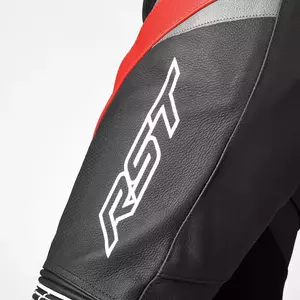 RST Tractech Evo 4 CE pantaloni de motocicletă din piele negru/gri/roșu-fluo M-4