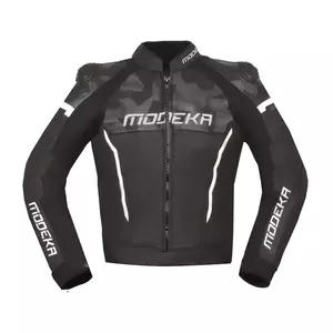 Modeka Valyant giacca da moto in pelle bianca e nera 48 - 01077539548