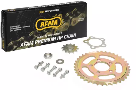 Piñón delantero + trasero + cadena de transmisión Afam 38 dientes Romet Ogar + kit de montaje - 2957181