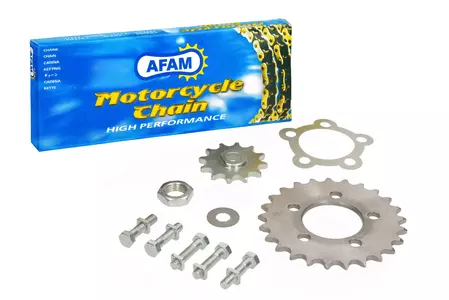 Zębatka przód + tył + łańcuch napędowy Afam + zestaw montażowy Romet Motorynka - 2957187